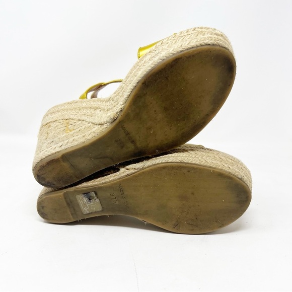 MARC BY MARC JACOBS YELLOW STARS AND HEARTS ESPADRILLE WEDGE SANDALS SZ 37.5/7.5 - Picture 10 of 11